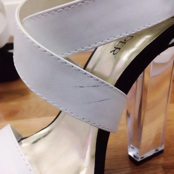Strapped black and white Lucite Heels - Picture 3 of 3
