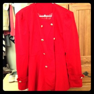 Red military style jacket Never Worn!!🎀🎀