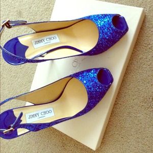 Jimmy Choo Clue Glitter Platform Slingback