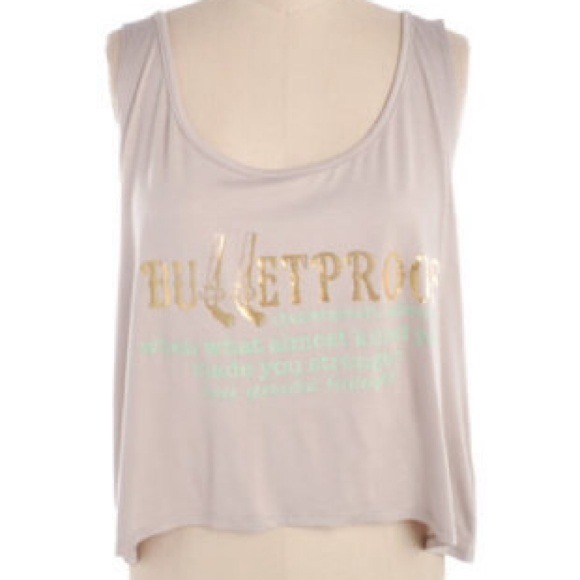 Bulletproof Tank Crop top with Gold Foil accents