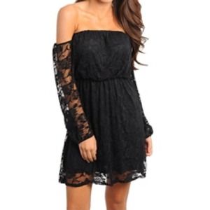 Black Lace Off The Shoulder Dress L