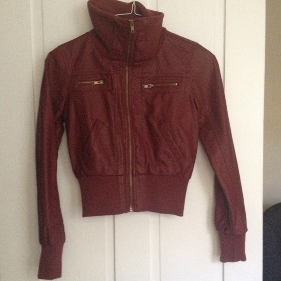 Red Faux Leather Jacket