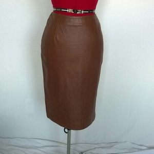 Reddish Brown Leather Skirt NEVER BEEN WORN!