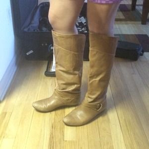 Chinese laundry knee high cognac boots