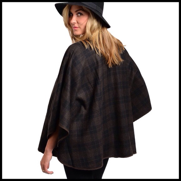 ๐๐HP๐๐ Black & Brown Poncho Coat - Picture 3 of 3