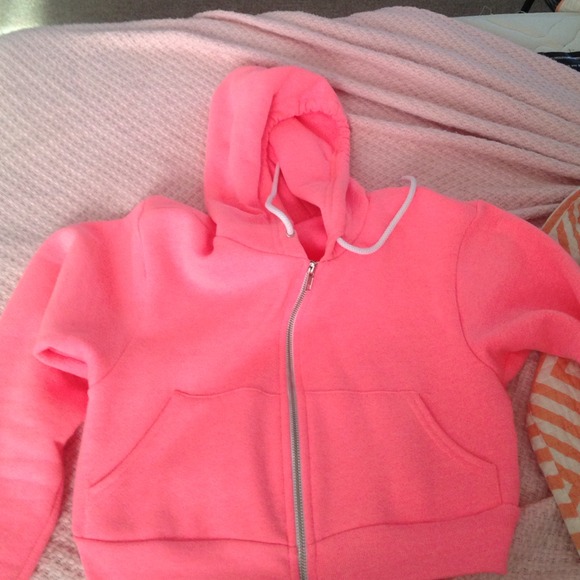 Neon pink cropped, zip up hoody