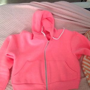 Neon pink cropped, zip up hoody