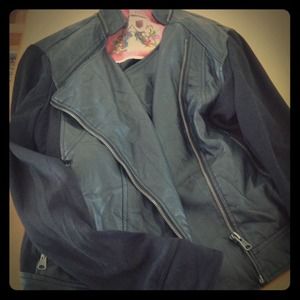 Vegan leather/ sweater jacket