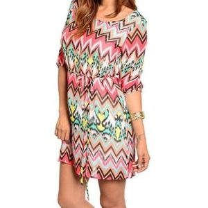 Ikat and zig zag print dress