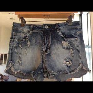Distressed Denim Cutoff Shorts