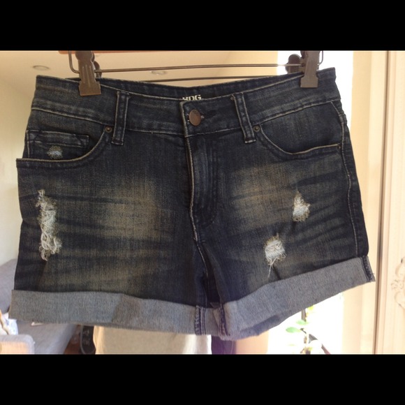 Dark Wash Cuffed Denim Shorts