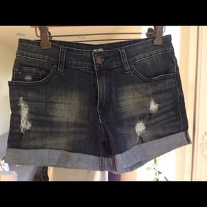 Dark Wash Cuffed Denim Shorts