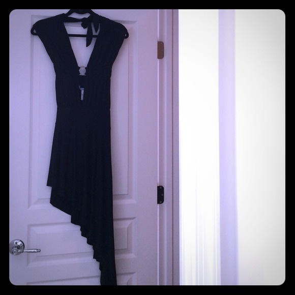 Marciano black asymmetrical dress