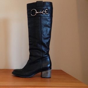 Coach "Audrie" Tall Leather Riding Boots in Black