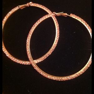 Pink rhinestone hoops