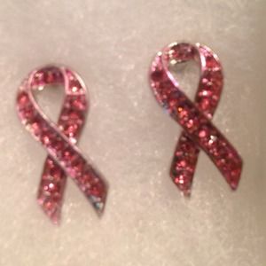 Pink ribbon earrings