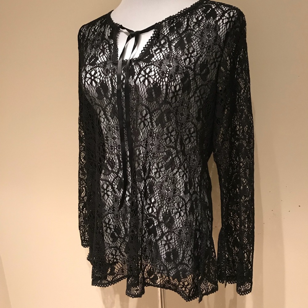 🆕 I.N.C International Concept Lace Sheer Top - Picture 3 of 4