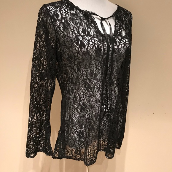 π I.N.C International Concept Lace Sheer Top - Picture 2 of 4