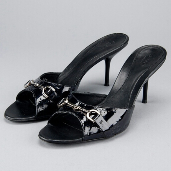 💝💝Gucci Black Guccissima Patent Leather Heels