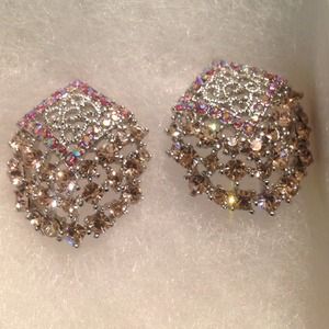 Pink rhinestone earrings