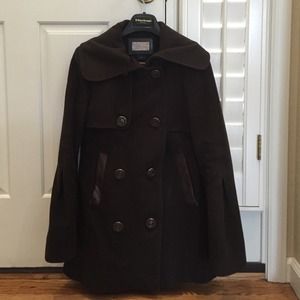 Mackage chocolate brown wool coat size s/p