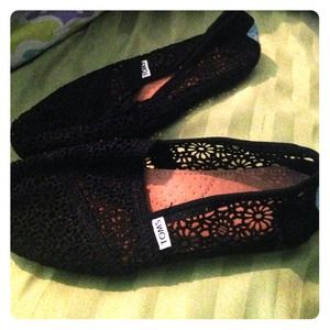 Black crochet toms