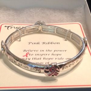 Pink ribbon necklace