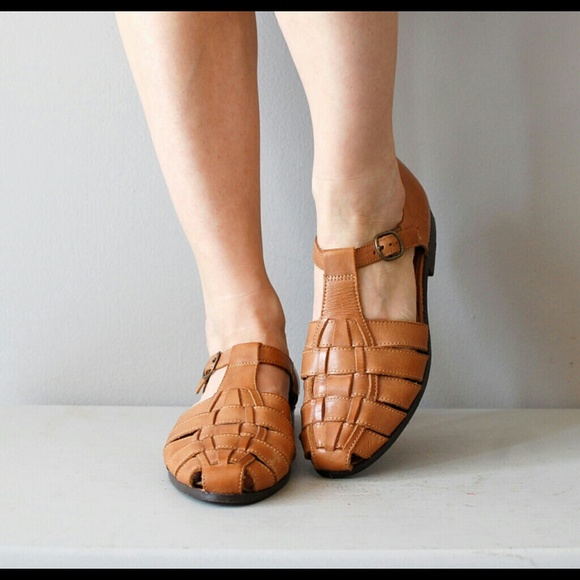 Brown Leather Woven Tan Sandals american apparel