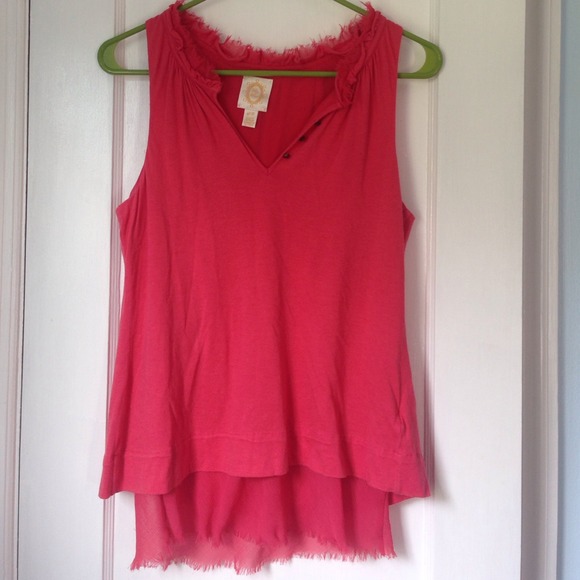 Ric Rac Open Flutter Back Chiffon Layered Blouse