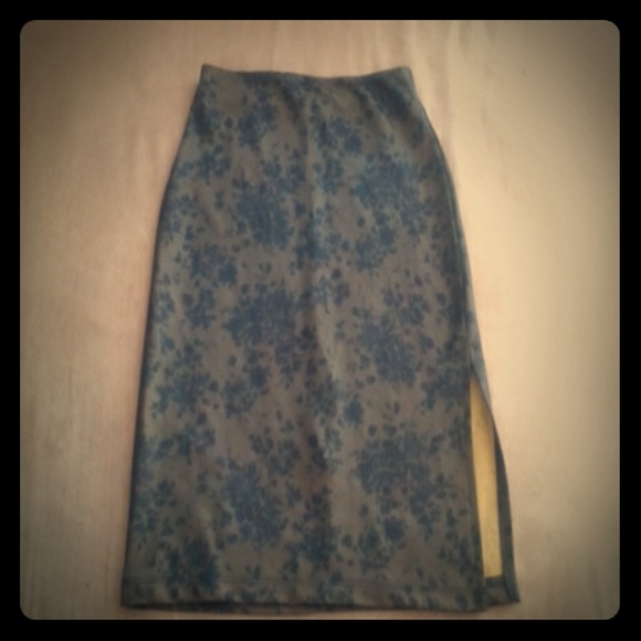 Green and black floral skirt