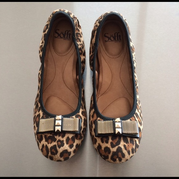 Leopard print and gold studded flats