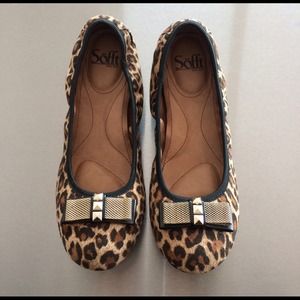 Leopard print and gold studded flats