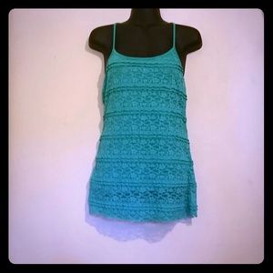🔴SOLD🔴Turquoise Lace Tank