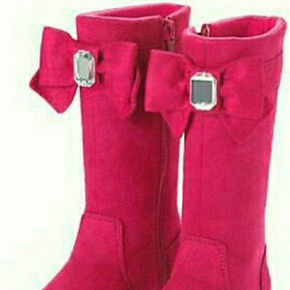 GYMBOREE PAR ISIS CHIC PINK GEM-BOW BOOTS