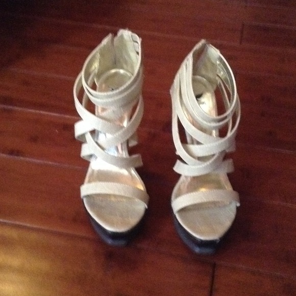 Tan colored strappy heels