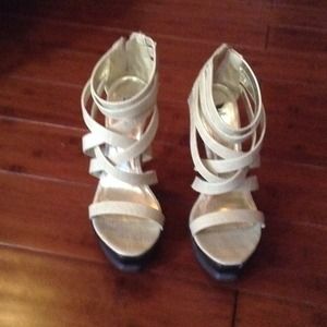 Tan colored strappy heels