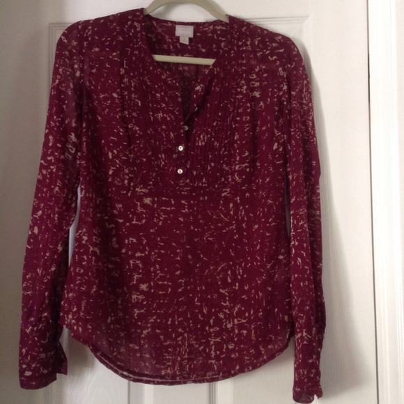 Peasant top in eggplant and cream