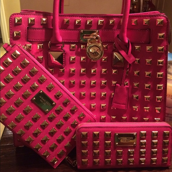 MK Pink Pyramid Studded Hamilton - Picture 2 of 4