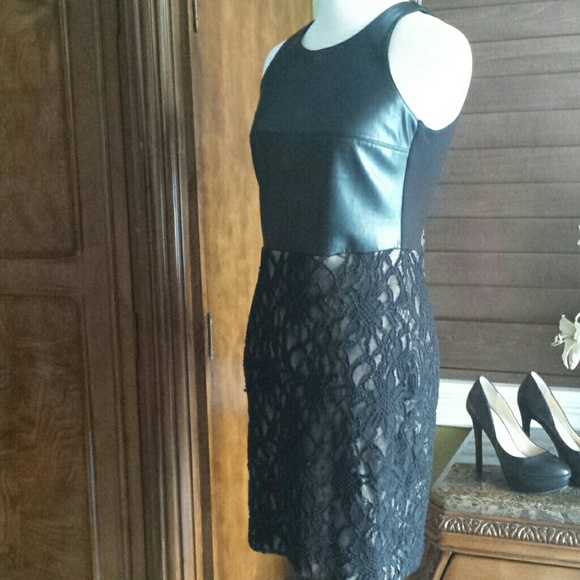 NWOT Black Leather & Lace Sexy Dress! - Picture 2 of 4
