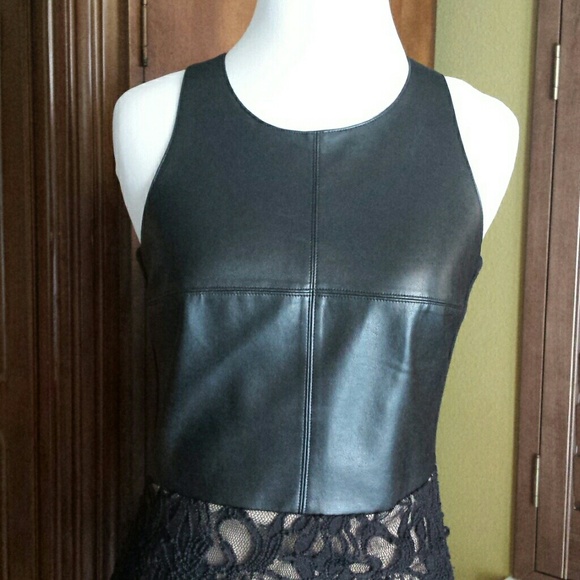 NWOT Black Leather & Lace Sexy Dress! - Picture 4 of 4