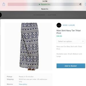 Navy and tan tribal maxi