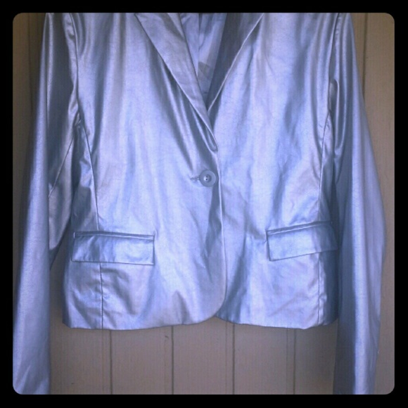 Silver Metallic Faux leather jacket