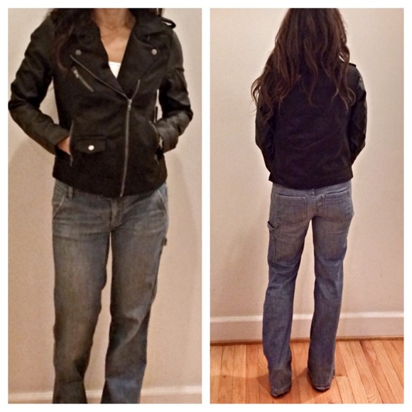 Moto jacket with faux leather sleeves ONE DAY SALE - Picture 4 of 5