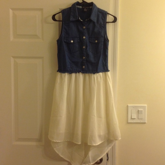 Cute Denim and Chiffon Dress