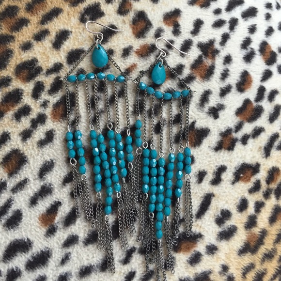 Turquoise green dangle earrings