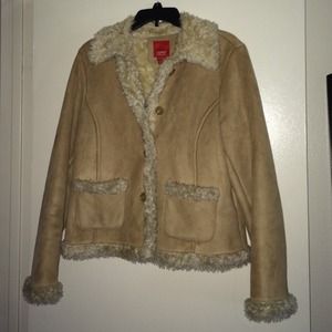 Esprit suede and fur lined short jacket