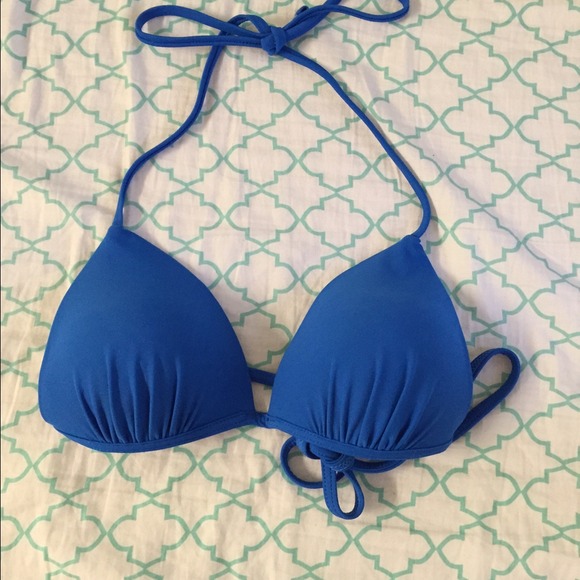 Blue triangle push up bikini top