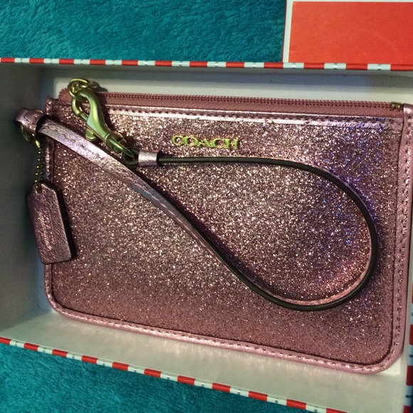 BUNDLED🚫🚫🚫Pink glitter coach wristlet - Picture 2 of 4