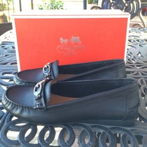 Coach black leather flats!