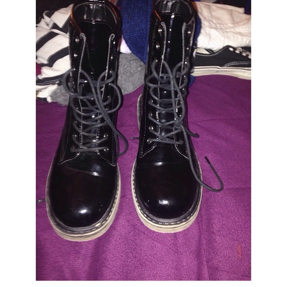 Glossy black boots